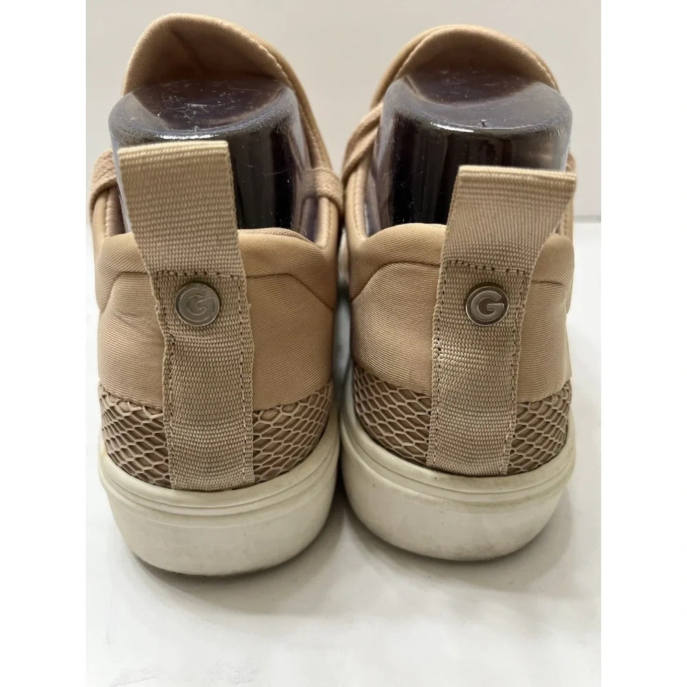 Steve Madden Lancer Sneakers Womens 9.5 Tan Blush Mesh Slip-On Cross Laces